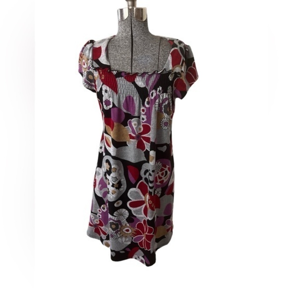 Bonnie Jean, short sleeve floral dress, size 16-please check measurements